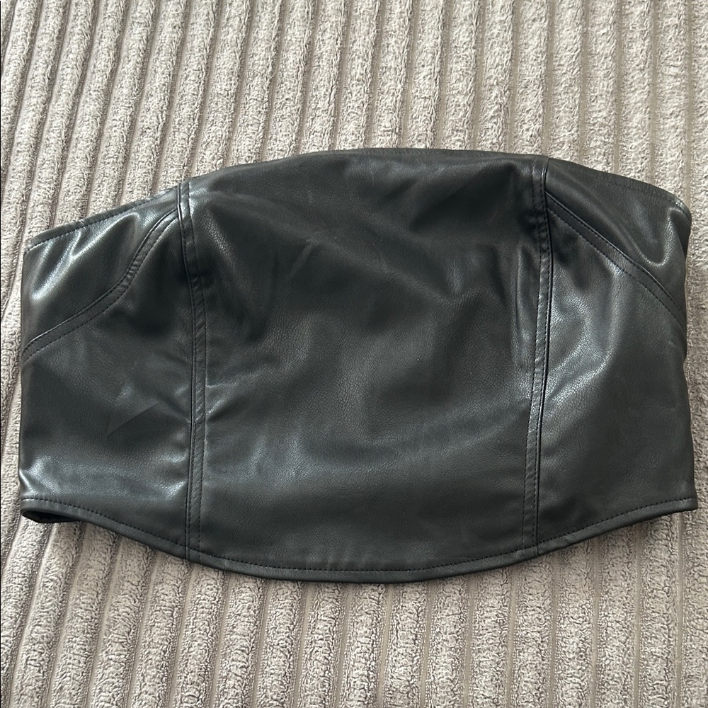 Kendall & Kylie Black Faux Leather Top NWOT